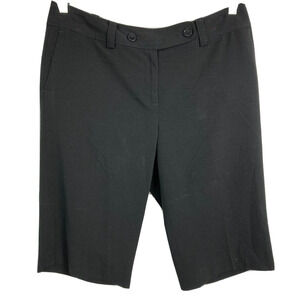 Ann Taylor Shorts Womens Sz 10 Black Signature Fit Bermuda Stretch‎ Button/Zip